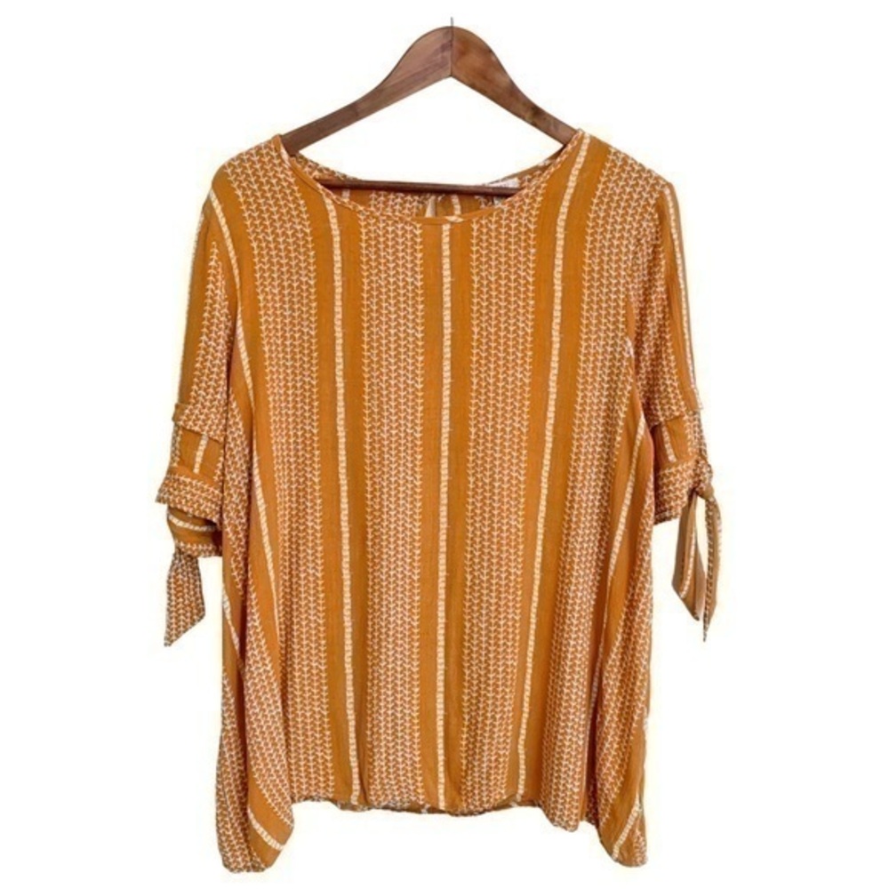 JODIFL Burnt Orange Tie Sleeve Blouse Size Medium Women’s